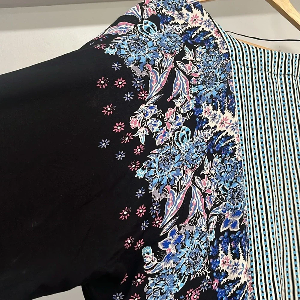 Free People Mixed Print Top in Black Combo, Size M - Picture 11 of 17